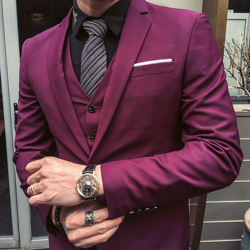 Herrkläder brudgumsdräkt tredelad slimmad ledig arbetsdräkt_voghion.com