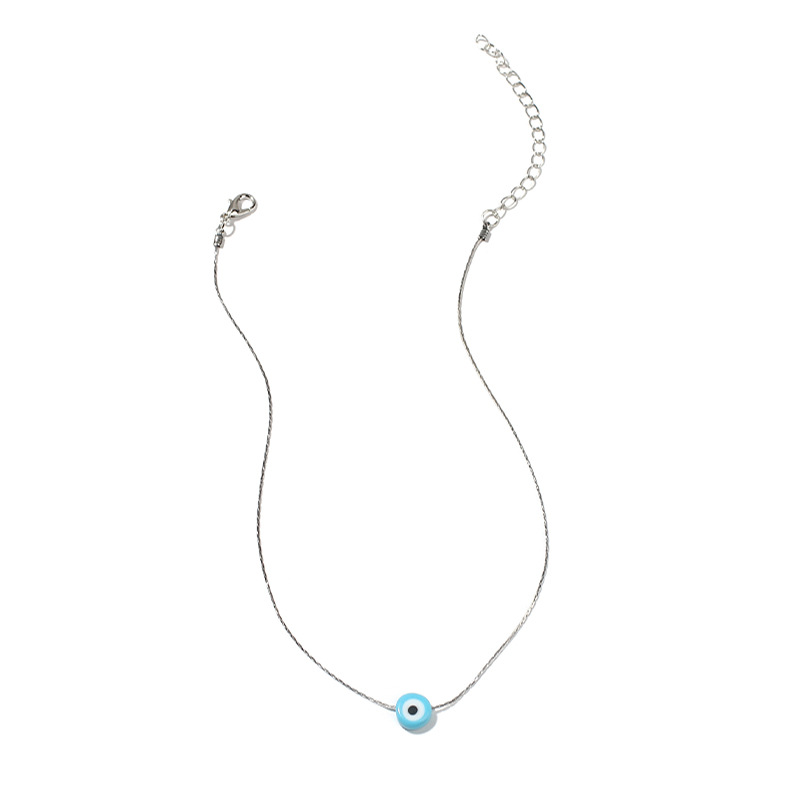 3g Weight Necklace Classification Wedding, Travel Occasion Women'S Gender Ethnic Style Style White, Blue Color New Products Devil's Eye Pendant Necklace Simple Fashion Eye Clavicle Chain Middle East Jewelry Wholesale Nihaojewelry 8