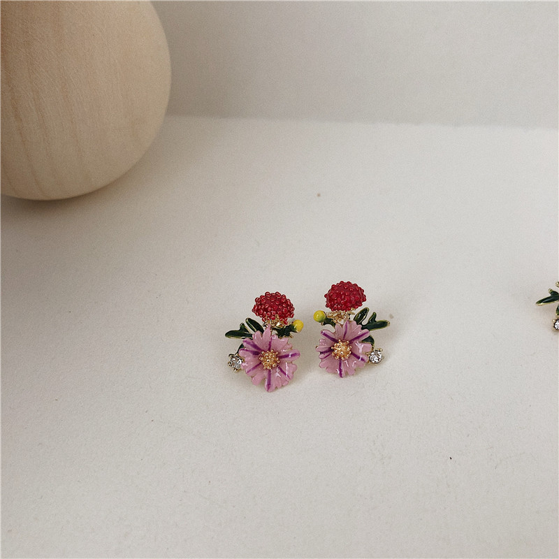 1 Paire Élégant Dame Fleur Placage Alliage Boucles D'oreilles display picture 4