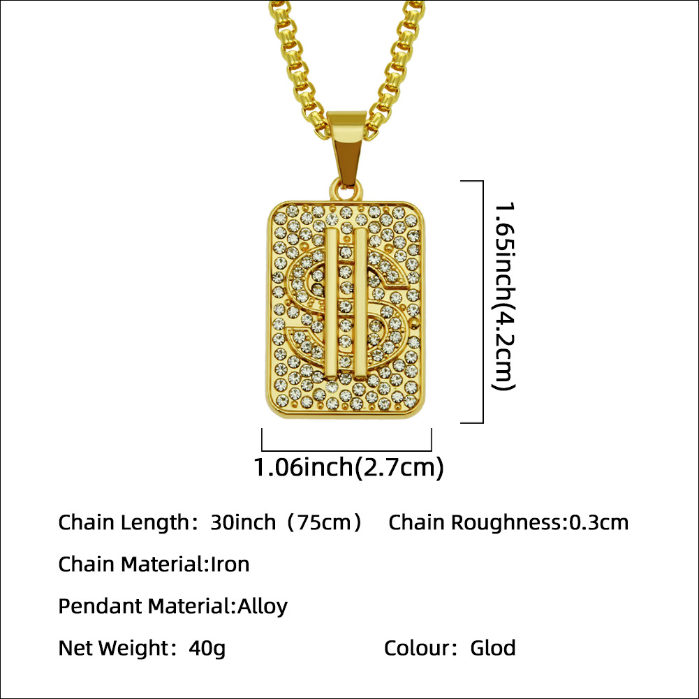 Fashion Diamond-studded Dollar Shape Pendant Alloy Necklace display picture 2