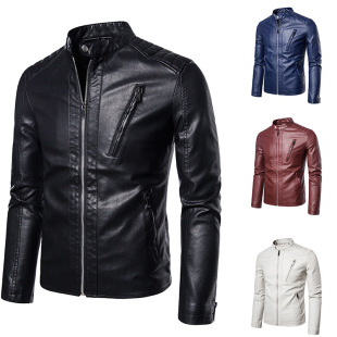 2025 Cross-border Leather Men's Casual Jacket Korean Fashionable Slim-fit Handsome Youth Spring and Autumn Biker Jacket