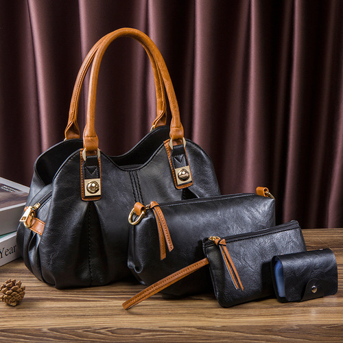 2024 New Retro Two-piece Bag Three-piece Set European and American Fashion Handbag Shoulder Bag Crossbody Bag Factory Wholesale