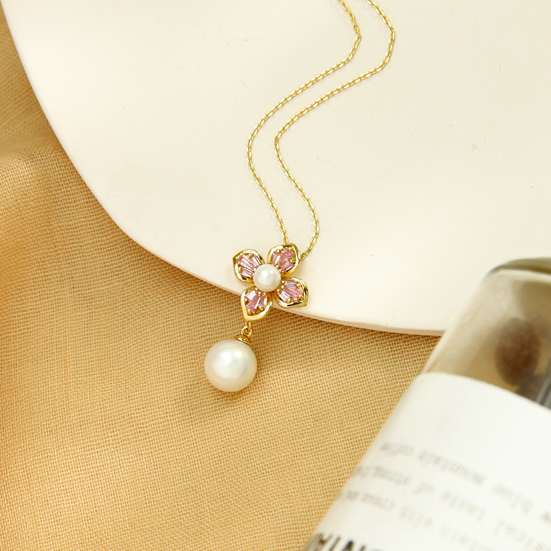 Long Sweater Chain Pearl Pendant Women Temperament Small Fresh Flower Necklace display picture 6