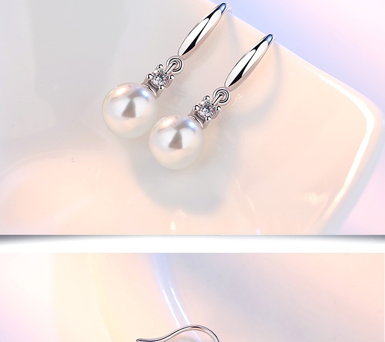 Korean Zircon Pearl Silver Earrings Wholesale display picture 6