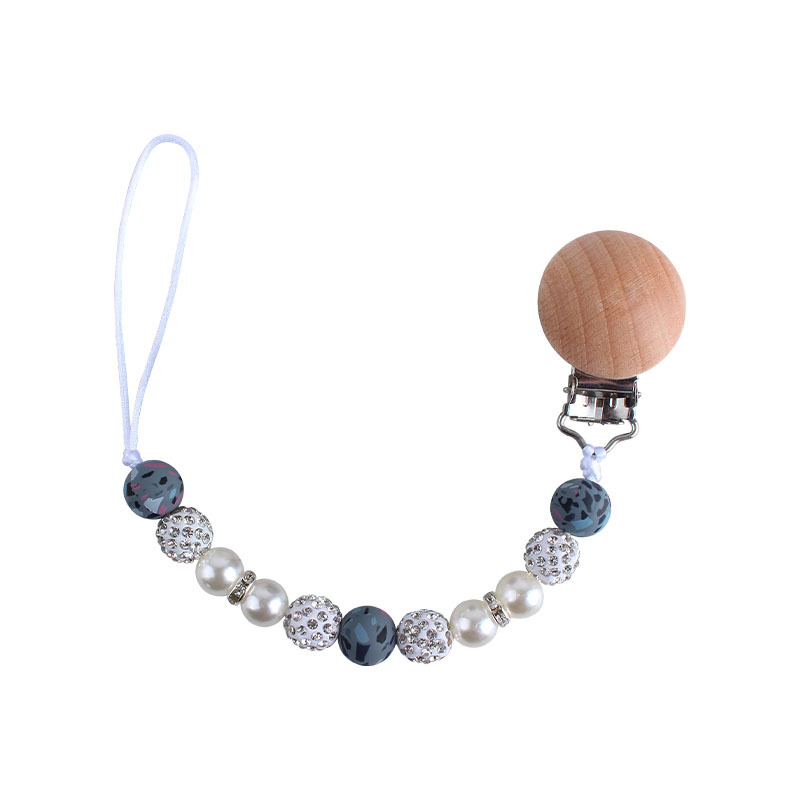 Nuevo bebé haya chupete clip bebé creativo leopardo perlas de gel mordedor gel pulsera chupete cadena anti-cadena