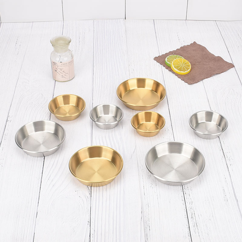 韓式醬料碟304不鏽鋼碟子加厚家用商用泡菜碟番茄沙拉碟可定制LOG