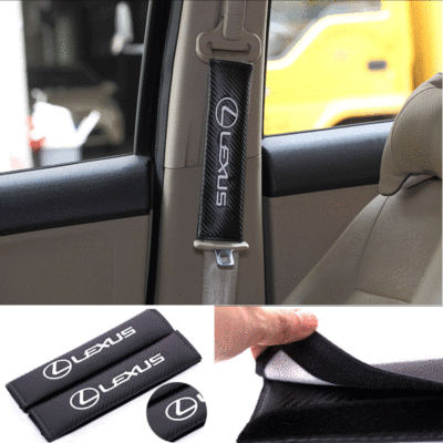 汽车用品爆款 车用碳纤维皮革汽车座椅安全带护肩套车标lLOGO定制