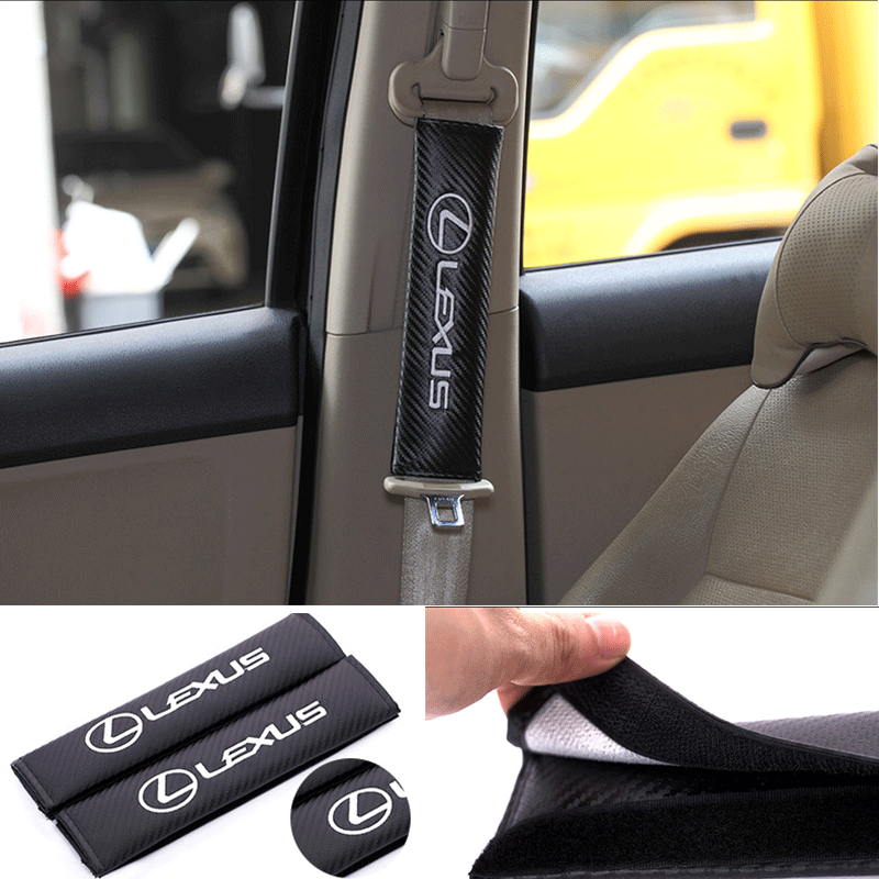 汽车用品爆款 车用碳纤维皮革汽车座椅安全带护肩套车标lLOGO定制