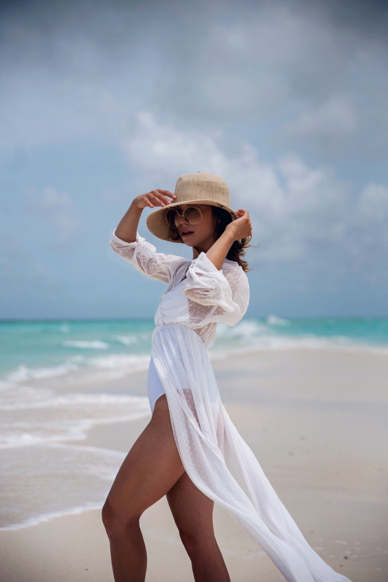 nouvelle mode sexy blanc jacquard point crme solaire cardigan vacances plage veste robe maillot de bain bikini en gros nihaojewelrypicture3