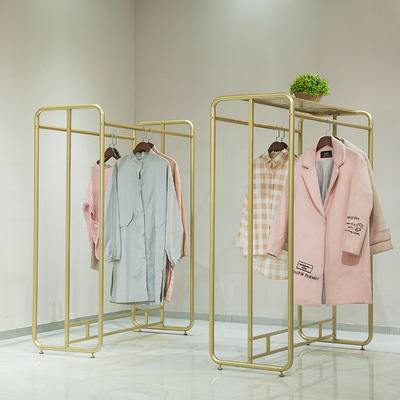 couture Display rack Double row Parallel bars Floor type Clothes hanger shop goods shelves Northern Europe Simplicity clothing Rack