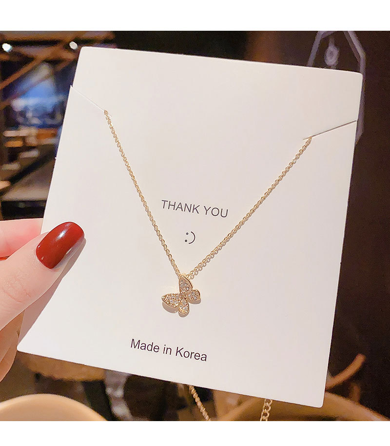 Fashion Butterfly Copper Inlay Artificial Gemstones Necklace 1 Piece