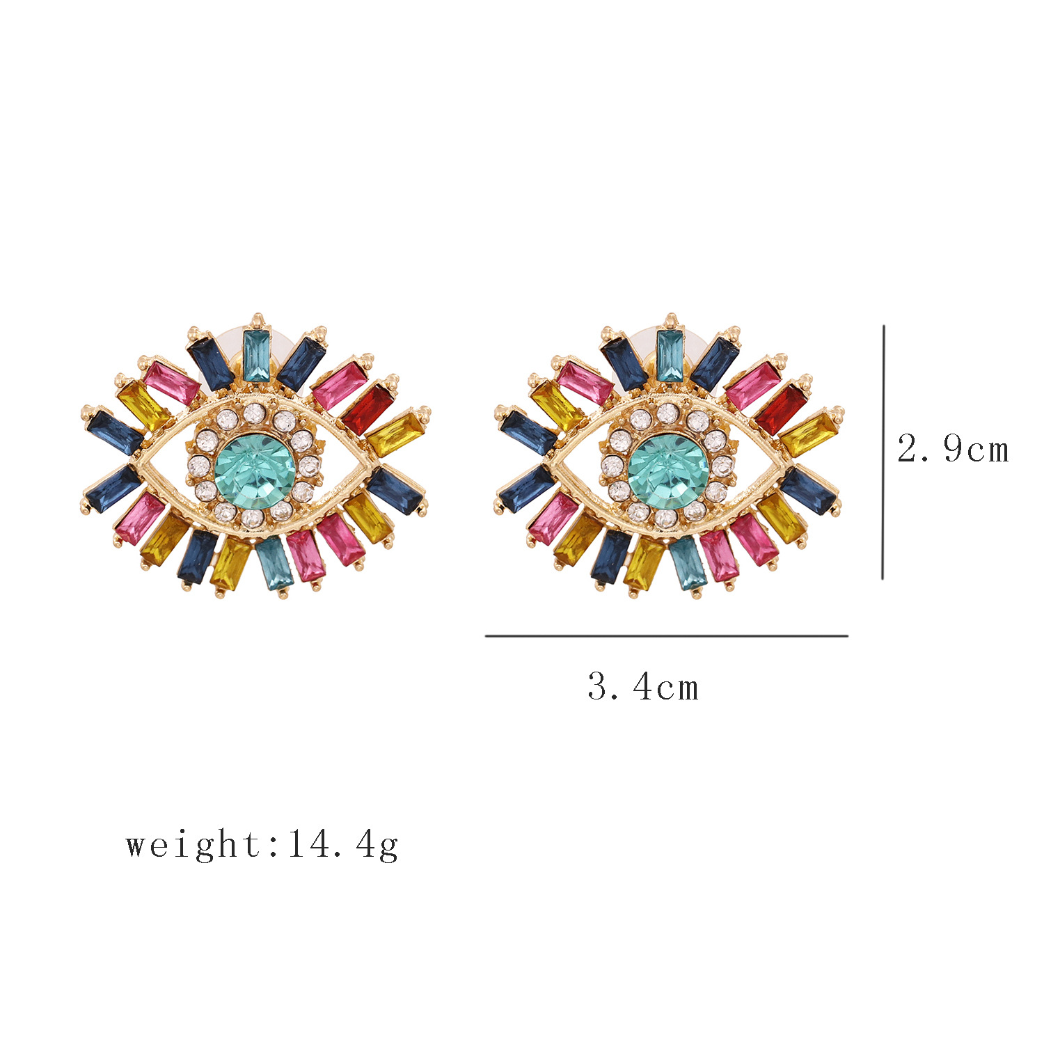 Nihaojewelry Wholesale Jewelry New Angel Eye Colorful Diamonds Earrings display picture 12