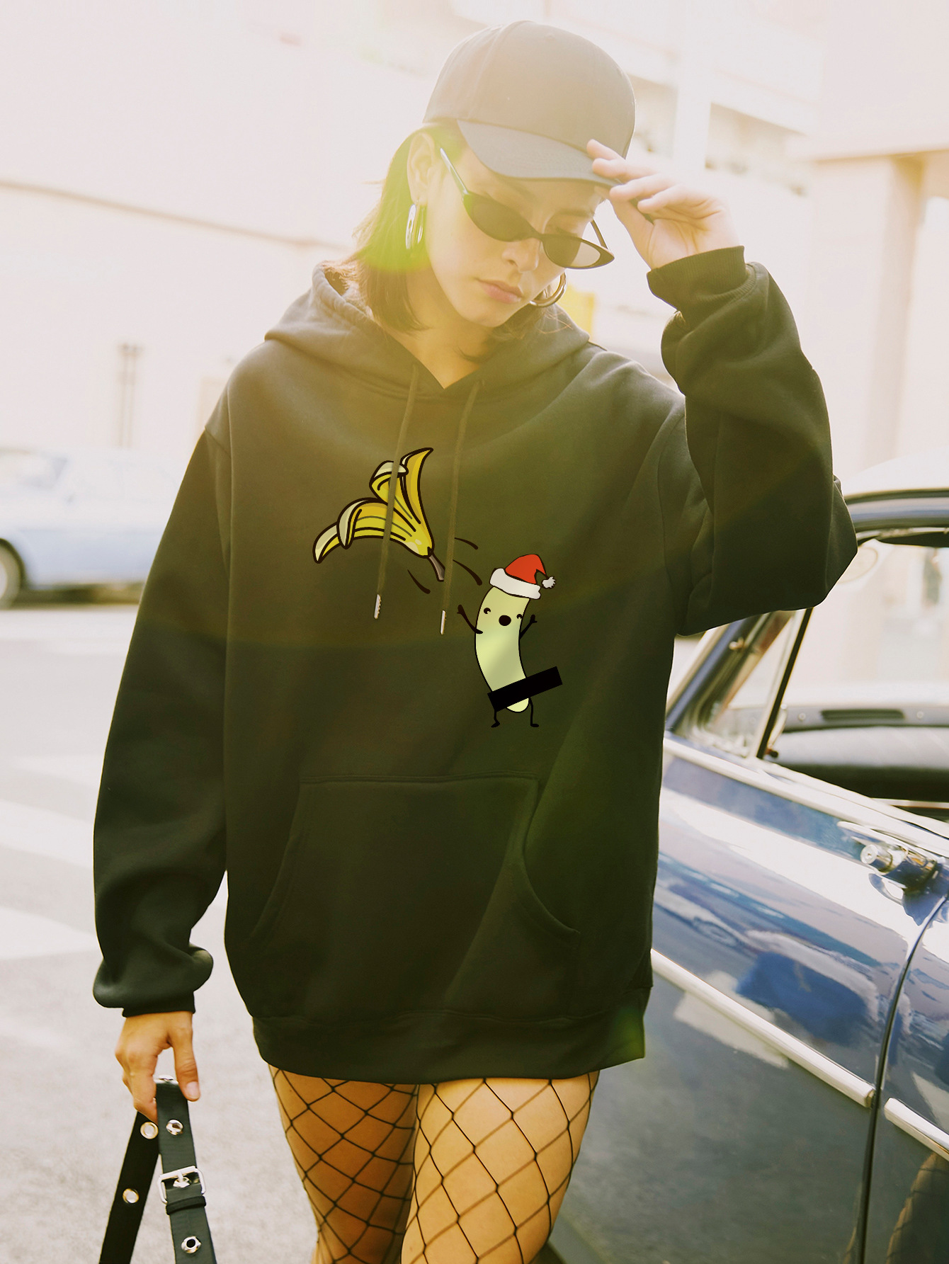 women's autumn and winter Christmas funny banana plus size hooded sweater NSSN4160