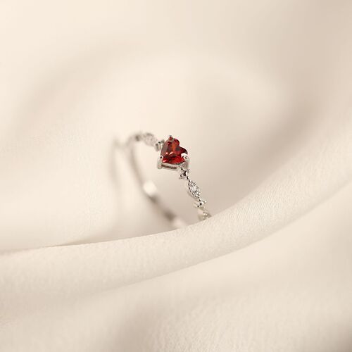 S925 sterling silver plated 14k gold platinum women's ring tail ring love ruby ​​Japanese style elegant and fresh