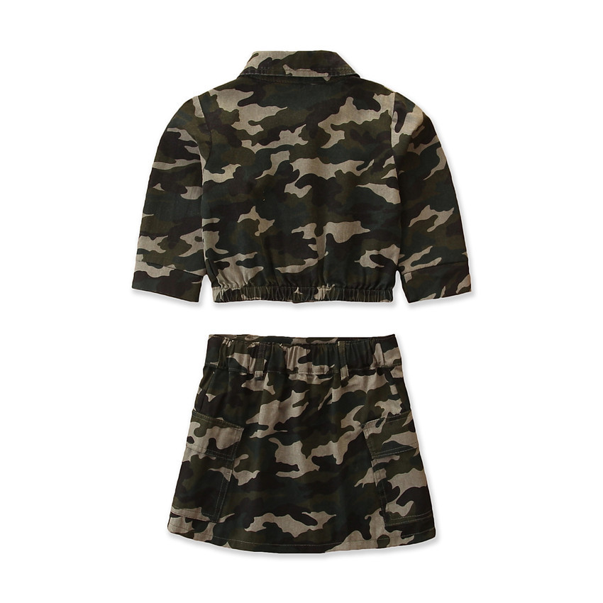 Amazon autumn new set for girls instagram style girl camouflage long sleeve jacket + camouflage skirt 2 sets