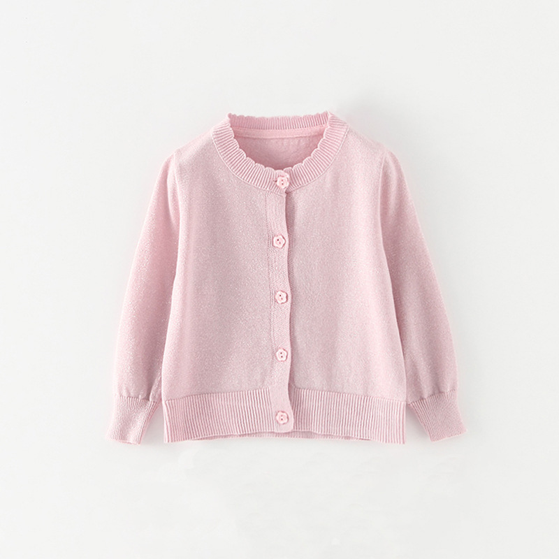 Verano nuevo estilo coreano de los niños oro y plata línea color sólido fino protector solar aire acondicionado camisa niñas punto cardigan al por mayor