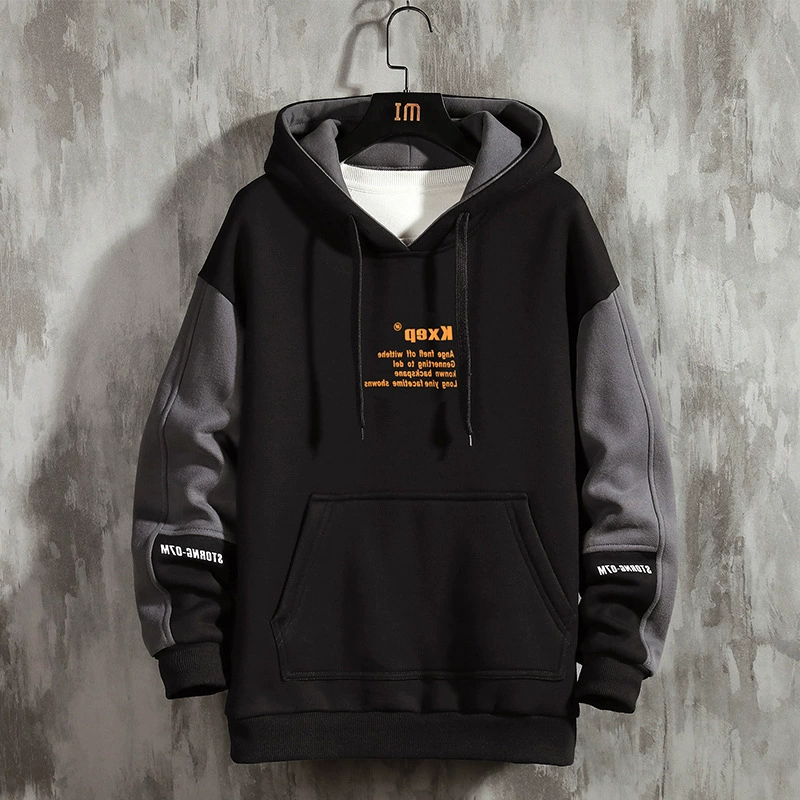 Мужской зимний свитер с капюшоном, новая молодежная осенне-зимняя утепленная куртка на флисовой подкладке, модная пара INS 1310