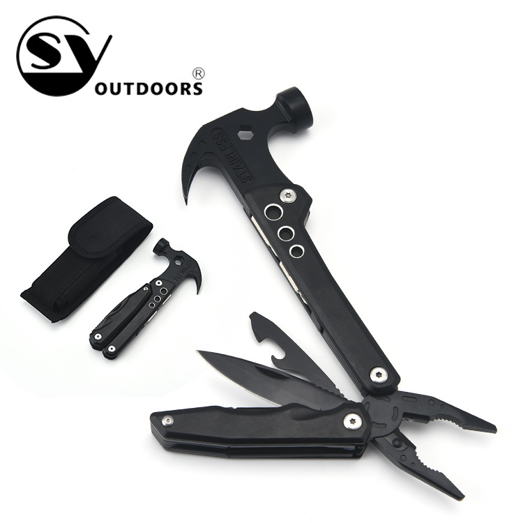 厂家批发工具锤不锈钢多功能锤头钳头工具户外求生锤多功能钳捶