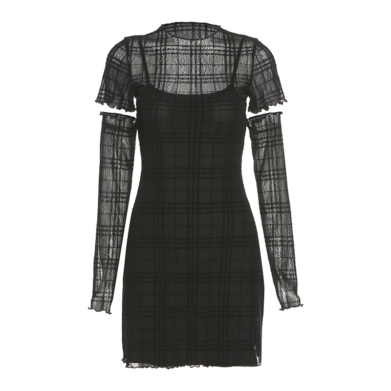 2020 Cross-Border European And American Style Autumn Winter New Women's Slim Fit High Waist Bodycon Fashion Plaid_ecoleips.com