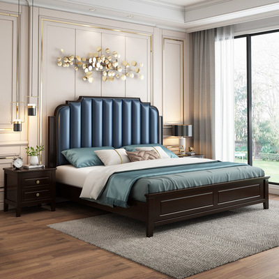 美式实木床1.8米主卧双人床1.5m轻奢欧式公主床 现代简约储物婚床|ms