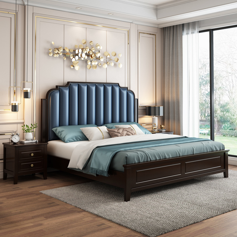 美式实木床1.8米主卧双人床1.5m轻奢欧式公主床 现代简约储物婚床|ms