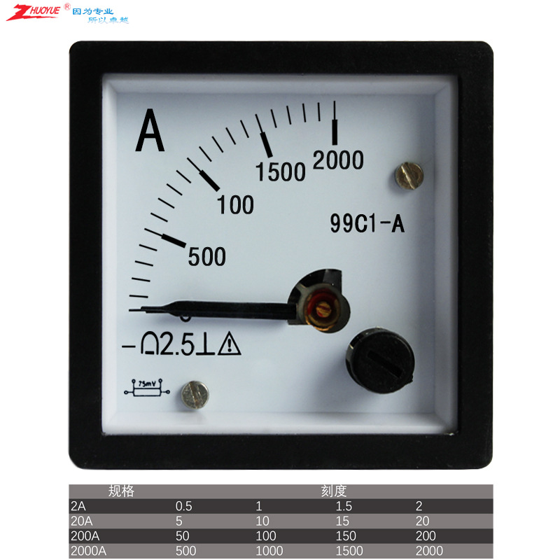 仪表励磁指针直流电流表 99C1、SQ-48-A 0-2A 20A 200A 2000A