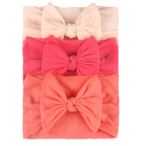 3PCS nylon bow elastic headband ins simple fashion decorative baby hairband accessories
