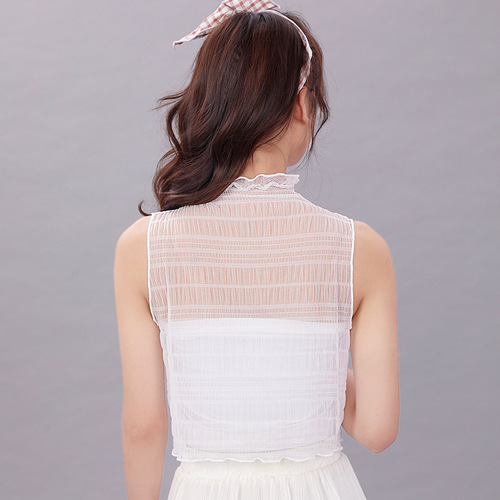 South Korean autumn and winter lace edge pseudo collar shirt collar versatile black and white decorative sweater collar