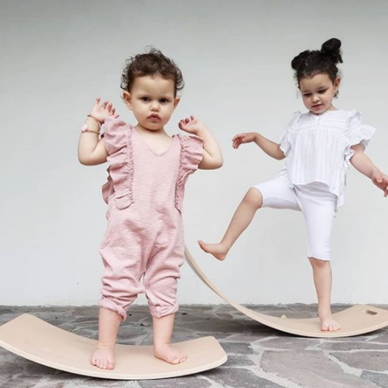 Tablero de equilibrio para niños entrenamiento sensorial balancín yoga madera curva interior doble balancín equilibrio Juguetes