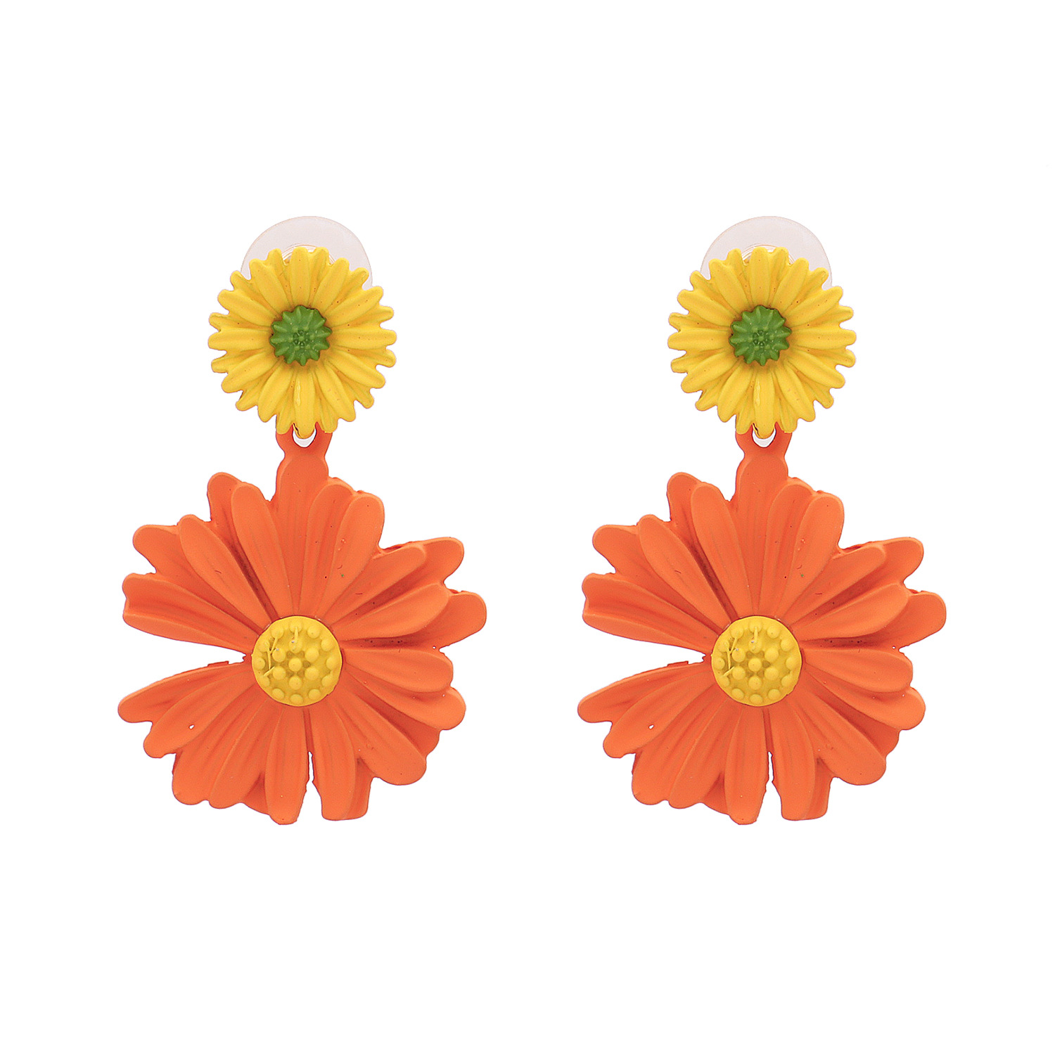 Korean Fashion Spray Paint Chrysanthemum Earrings Nihaojewelry Wholesale display picture 6