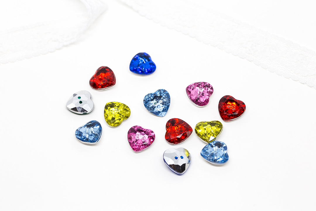 台灣亚克力鈕扣扣子 亮丽桃心衬衫扣 袖扣 DIY手工服装辅料