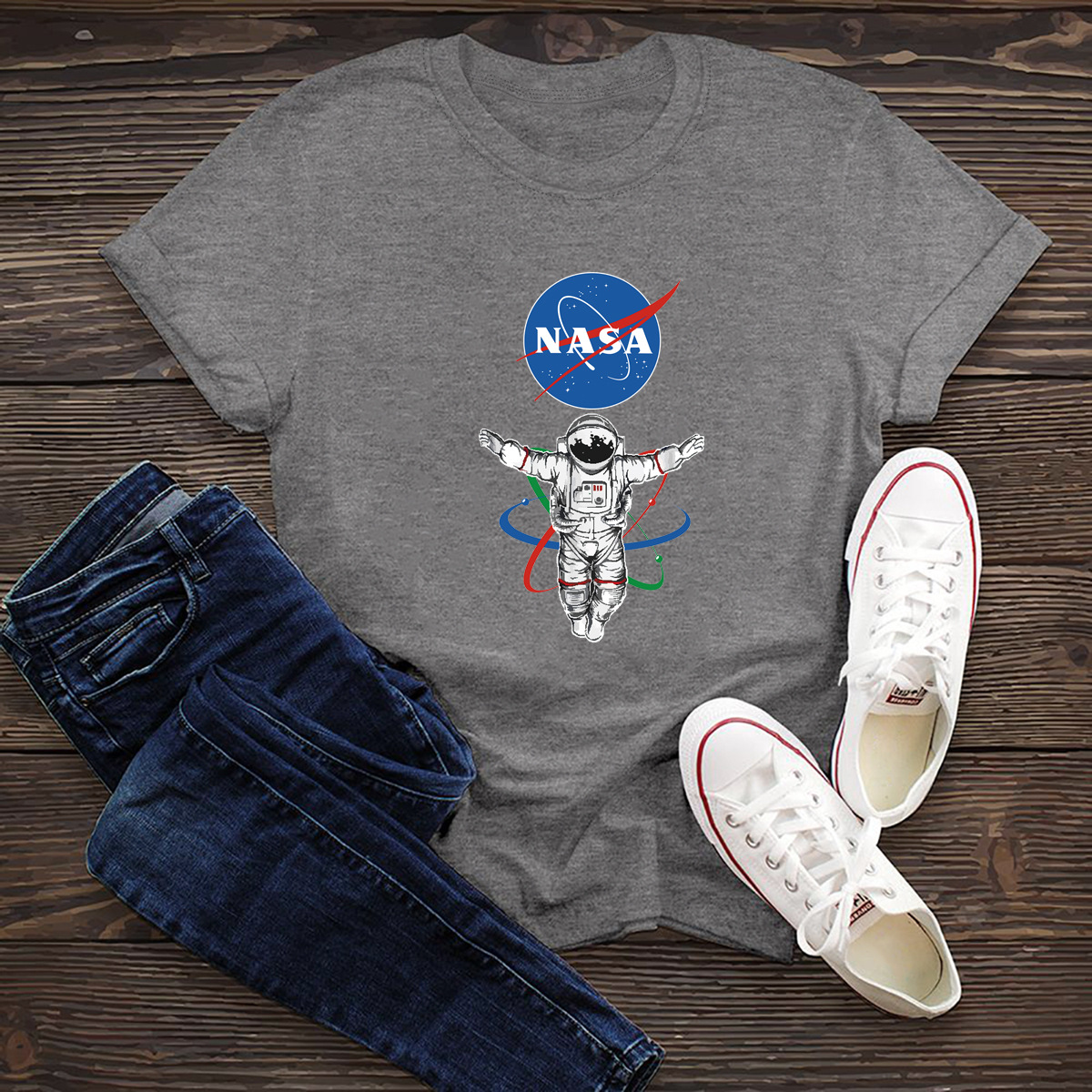 women s comfortable short-sleeved tops women s T-shirt NASA space NSSN1449