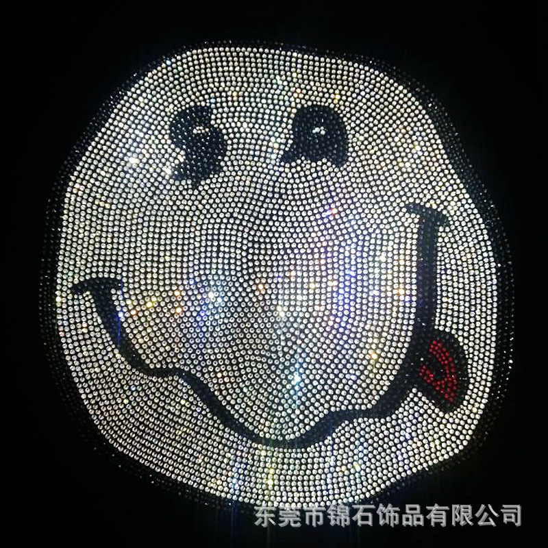 仿水晶配件烫钻|奥钻烫图烫钻排版加工卡通图案 笑脸烫钻图案