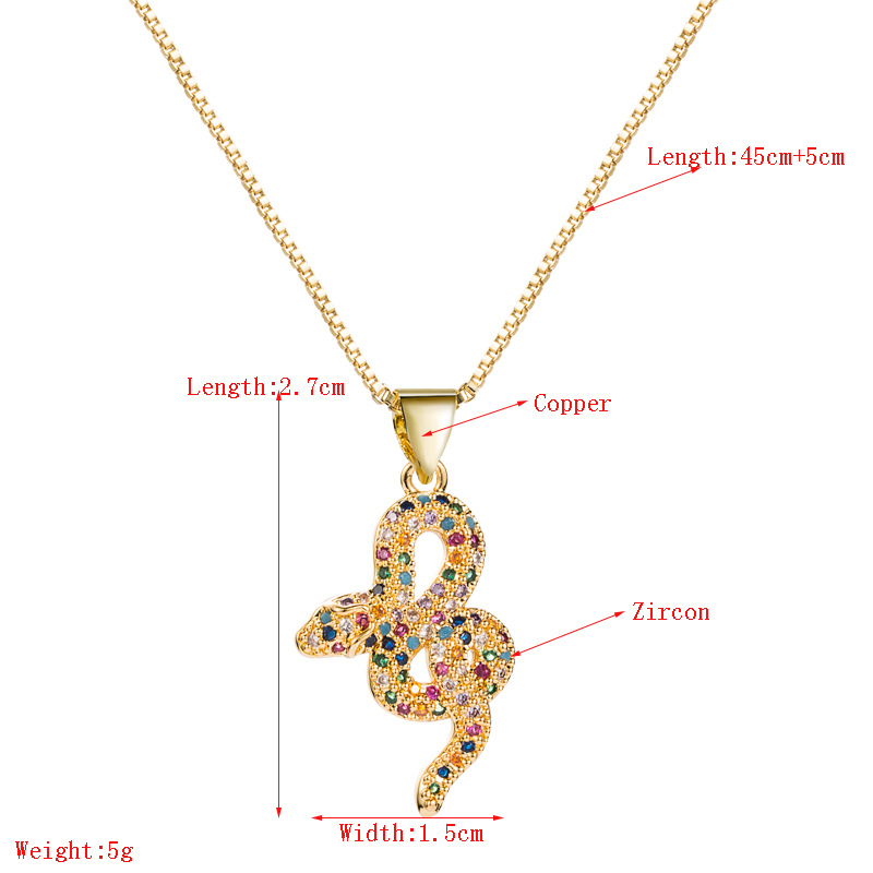 Creative Copper Micro-inlaid Zircon Snake-shaped  Necklace display picture 1