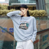 2022 Autumn lady Sweater Thin section Easy Versatile leisure time printing girl student T-shirt jacket A generation of fat