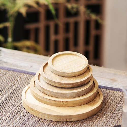 Kung Fu Tea Ceremony Tea Cup Bamboo Coaster Insulation Mat Bamboo Round Bowl Mat Placemat ins Wood Coaster LOGO Manufacturer