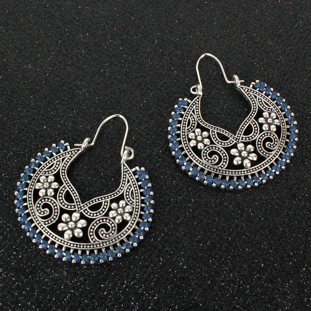 Retro National Style Hollow Carved Earrings Fashion Woven Earrings display picture 5