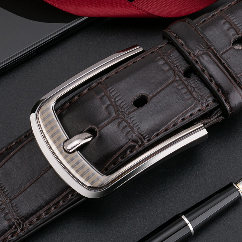 Neuer Gürtel für Herren, echte Nadelschnalle, Krokodilmuster, Herrengürtel, Luftfahrt, kratzfest, lässig, modisch, Herrengürtel, Lederwaren, verschleißfest_voghion.com