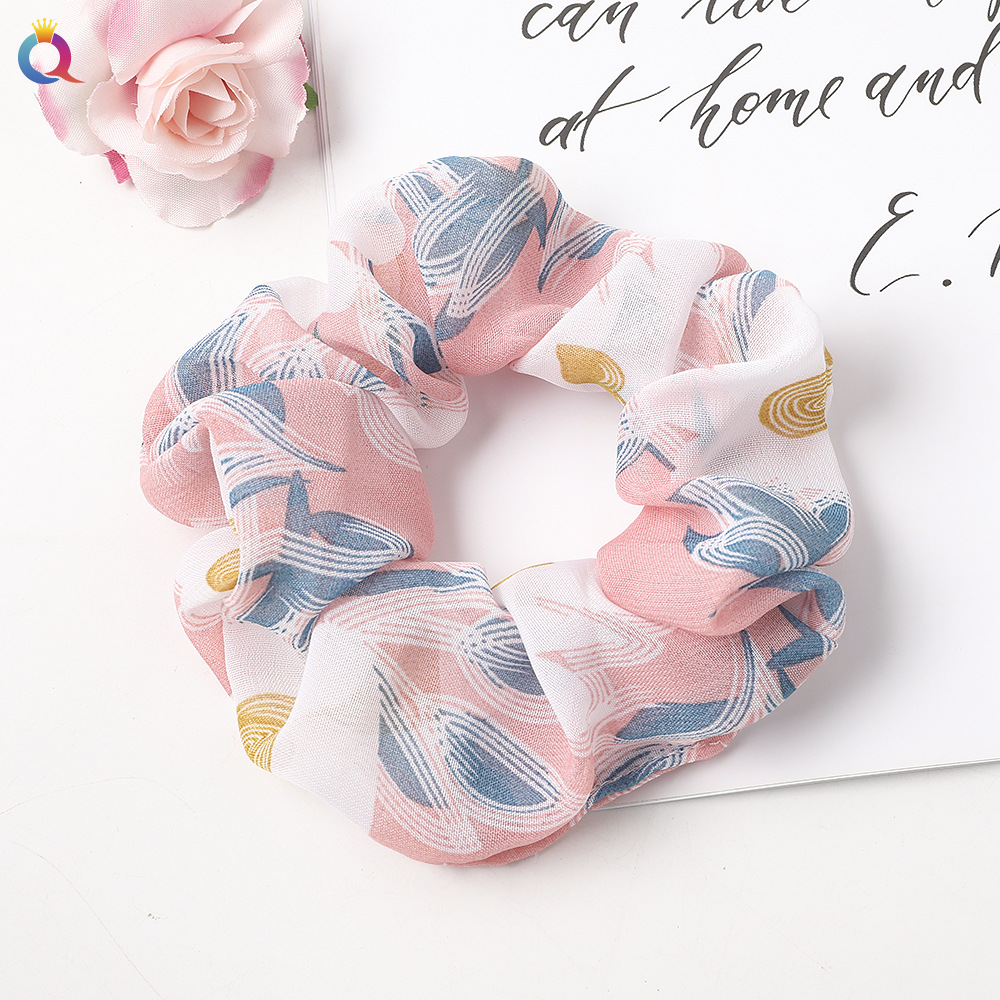 New Fashion Printed Chiffon Hair Ring Fabric Cheap Sweet Hair Ring Wholesale display picture 33