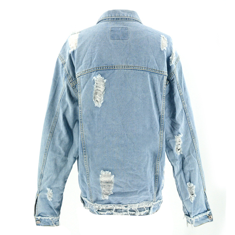 plus size hole loose denim jacket  NSSY9487