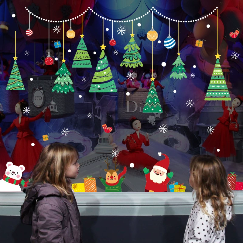Рождественский мультфильм елочные украшения детский сад окно торговый центр магазин праздничные украшения наклейки HM92036ds