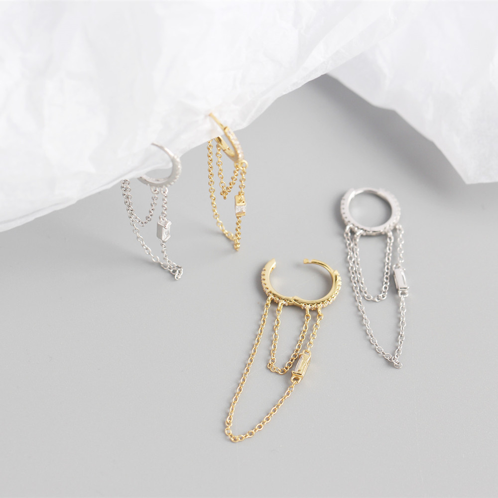 Wedding, Travel Occasion Simple S925 Sterling Silver Chain Tassel Ear Buckle Wholesale Nihaojewelry