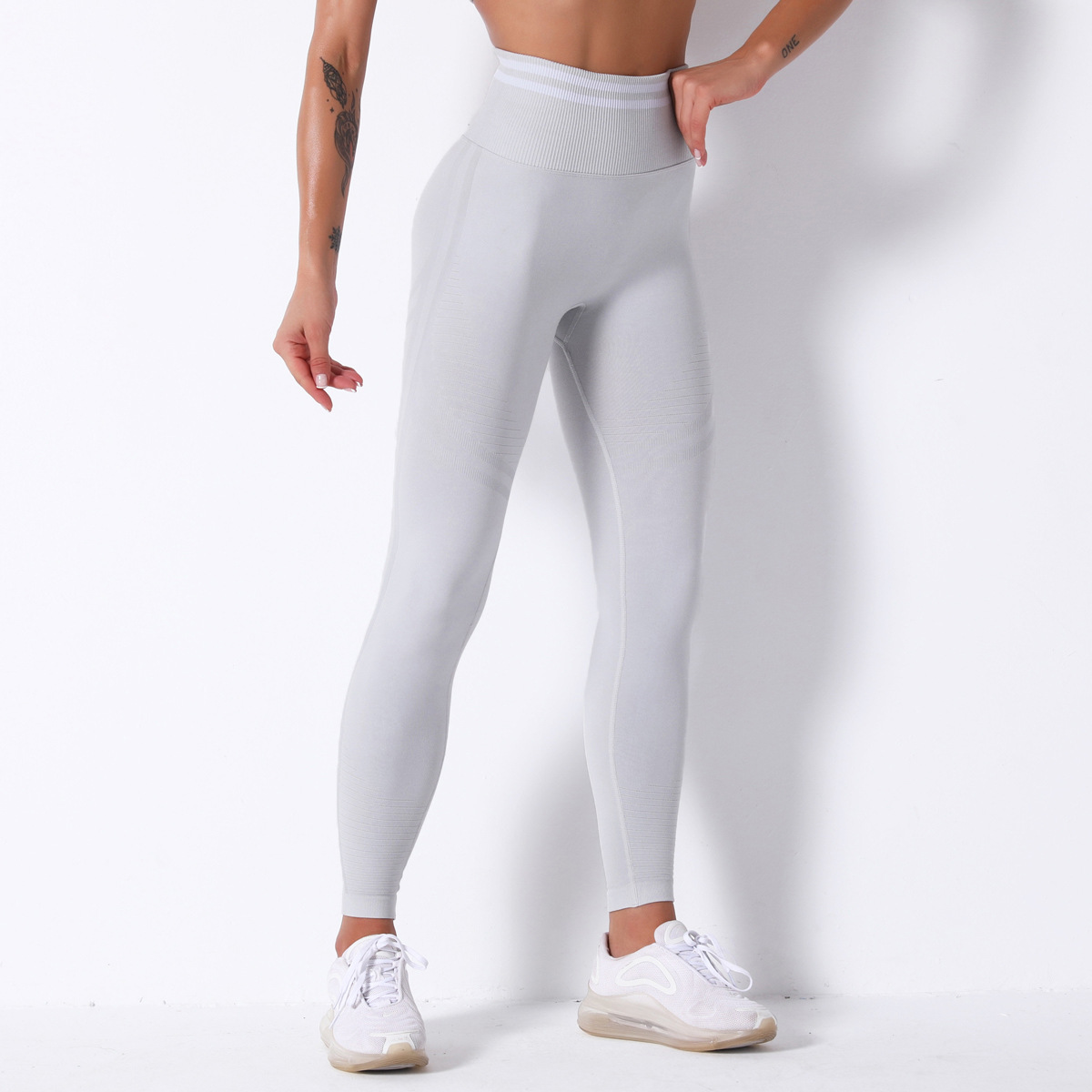 Pantalones deportivos de culturismo ajustados elásticos de cintura alta para levantamiento de cadera NSNS10725