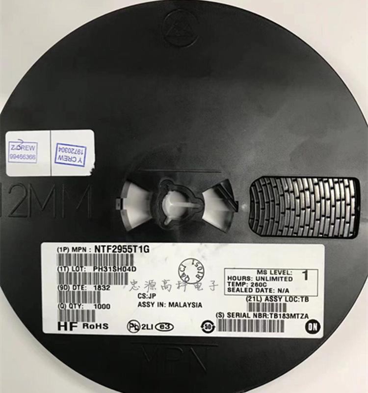 ON原厂原装 NTF2955T1G MOSFET P沟道 60V 1.7A SOT-223 丝印2955