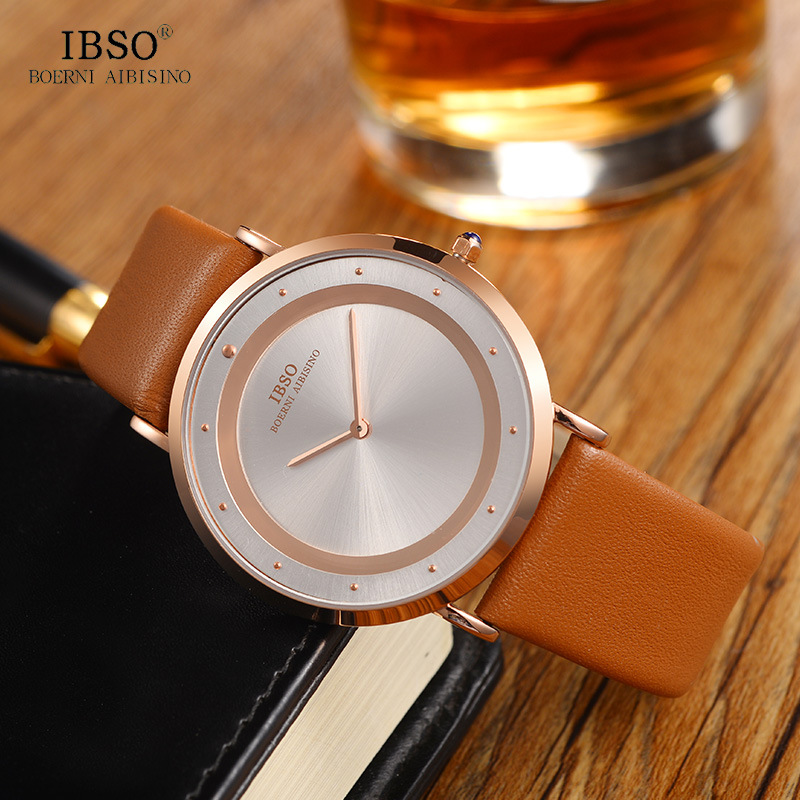 Ibso reloj hombres Correa impermeable tendencia de la moda doble anillo literal preciso tiempo de viaje reloj de cuarzo 8269