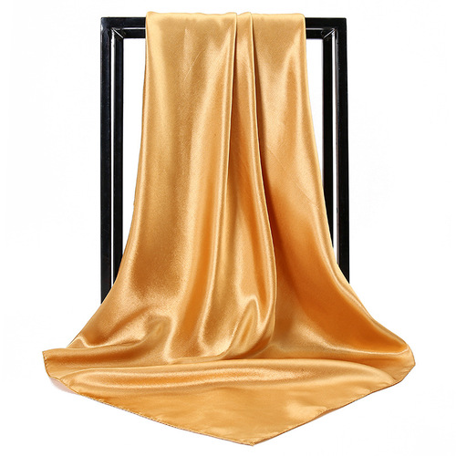 New satin women's solid color scarf wholesale imitation silk solid color 90 satin professional stewardess square scarf YW102