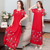 Cotton silk Dress Mid length version Overknee Middle and old age mom Artificial cotton Nightdress summer Large Exorcism pajamas