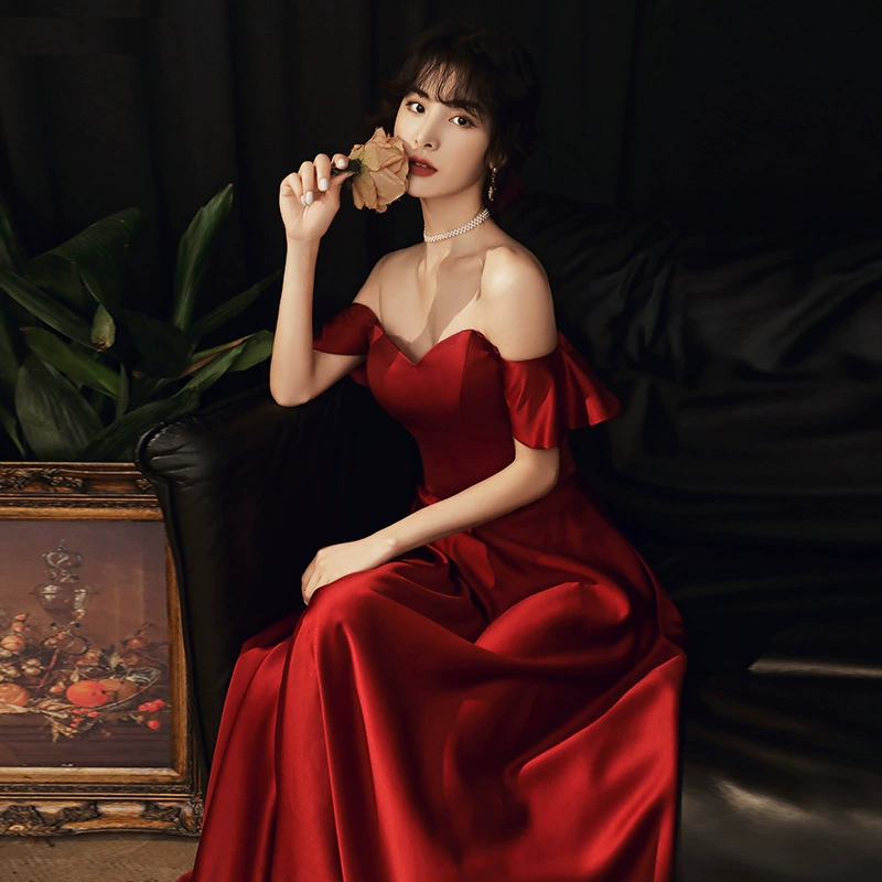 Винно-красный тост для невесты 2024 новые свадебные вечерние платья