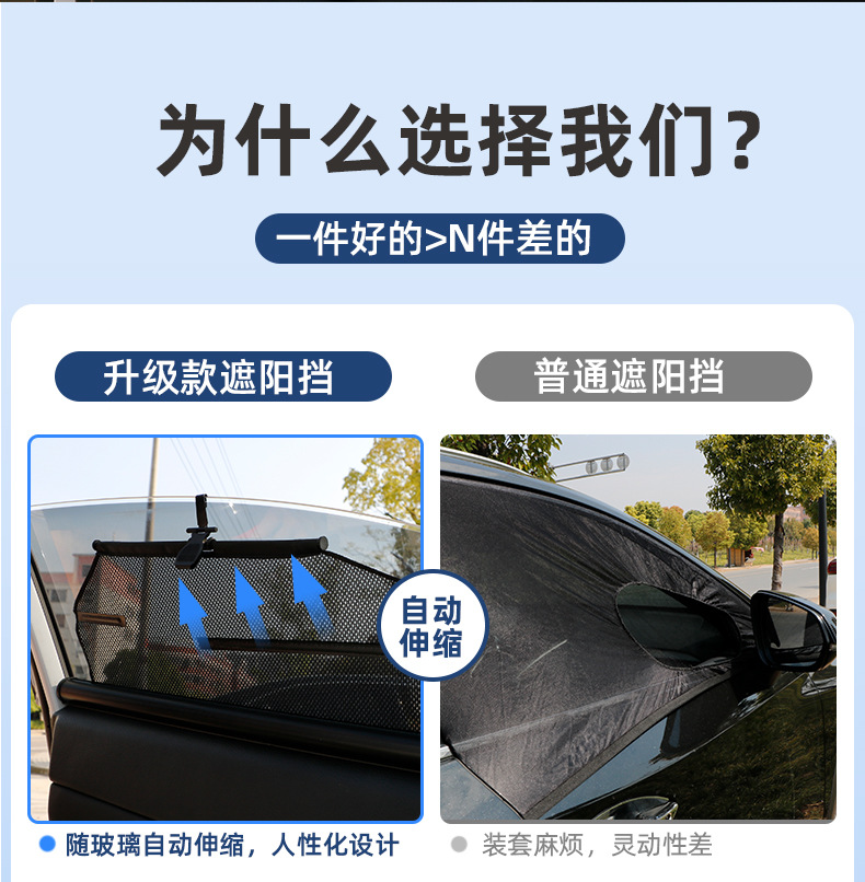 汽车自动升降遮阳帘 汽车自动窗帘 车用随玻璃升降自动伸缩遮阳挡详情5