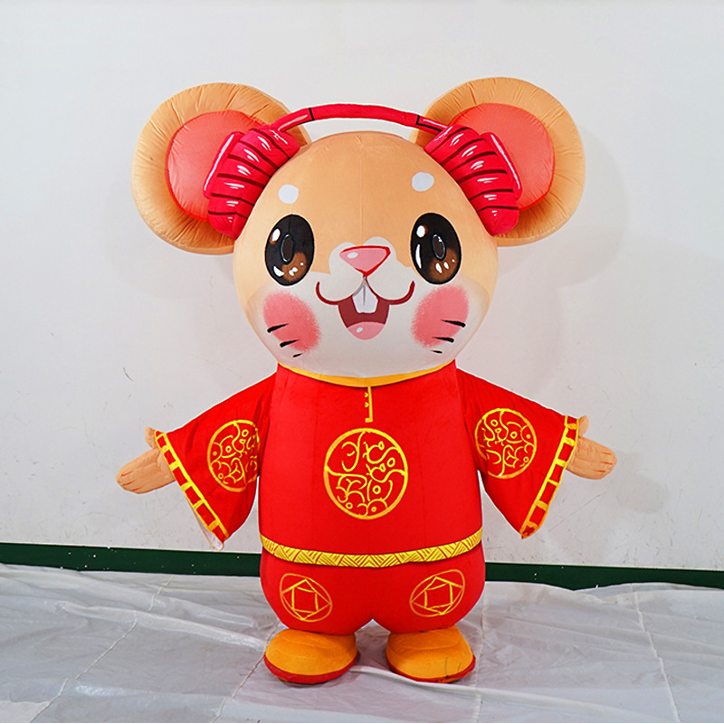 充气老鼠鼠年财神充气固定卡通迎宾招财吉祥物充气财神仿真模型